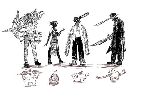 Did a sketch of the 4 hybrids and their respective pochitas : r/ChainsawMan