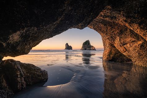 Wharariki Beach Cave, Archway Islands, South Island, New Zealand