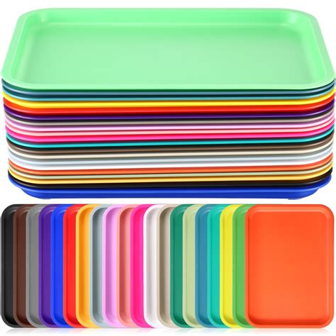 Amazon.com: Sintuff 20 Pcs Plastic Fast Food Trays Bulk Colorful ...