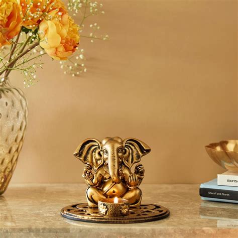 Buy Renaissance Polyresin Ganesha Figurine with T-Light Holder from ...