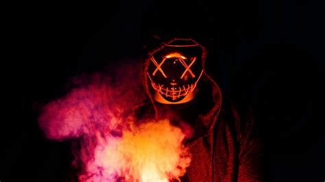 Download wallpaper 1920x1080 man, mask, fire, smoke, dark full hd, hdtv ...