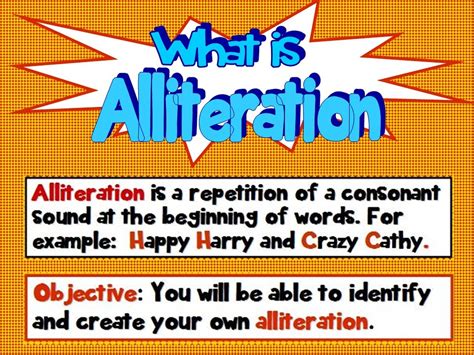 This PPT explains what alliteration is and gives several examples that ...