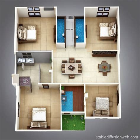 1200 sq ft 2bhk Floor Plan Design | Stable Diffusion Online