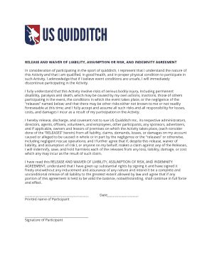 Fillable Online RELEASE AND WAIVER OF LIABILITY, ASSUMPTION OR RISK ...