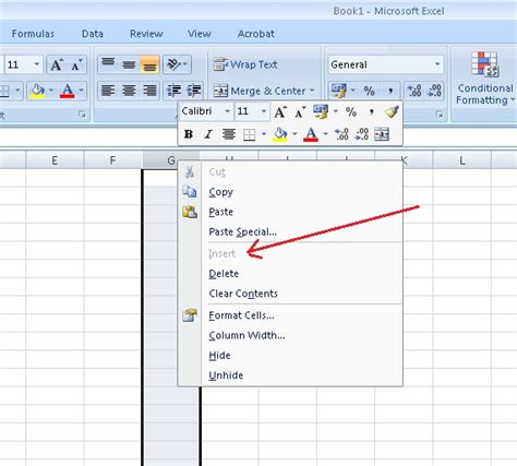 How to Enable insert option in Excel