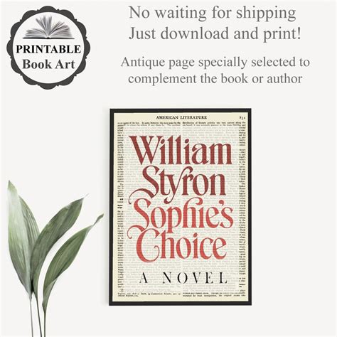 Printable 'sophie's Choice' Book Cover Print on Vintage Page, William ...