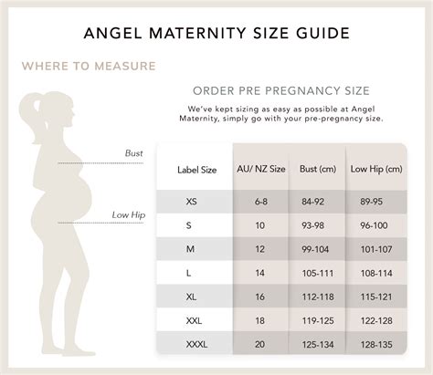 Angel Maternity AU Size Chart New – Angel Maternity Australia