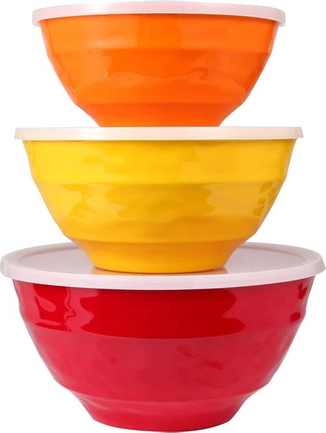 Amazon.com: LOK-OSEMILE Mixing bowl set with lids, 6 piece melamine ...