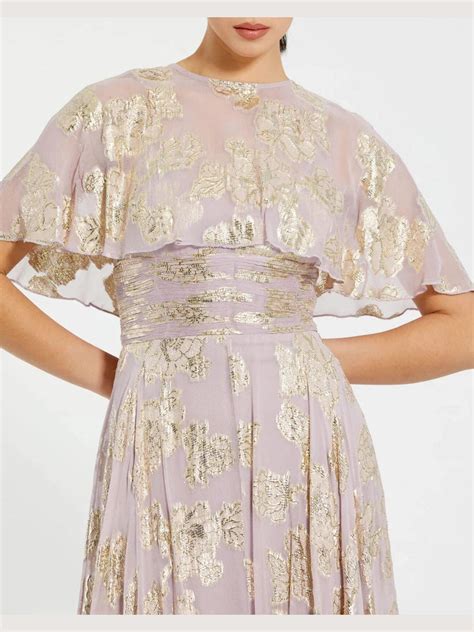 Floral Print High Neck Cape Sleeve A Line Gown – The Designer Atelier ...