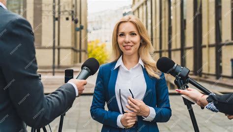 Premium Photo | Young professional politician woman being interviewed live by a tv broadcast ...