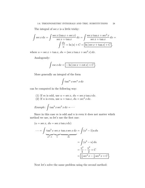 SOLUTION: Trigonometric integrals and trigonometric substitutions ...