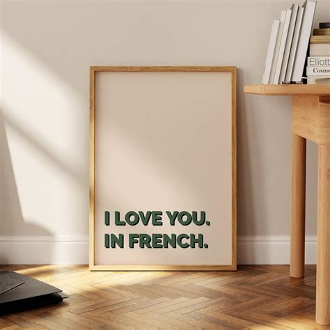 Miluva I Love You In French Poster, Je T'Aime Print, Mid Century ...