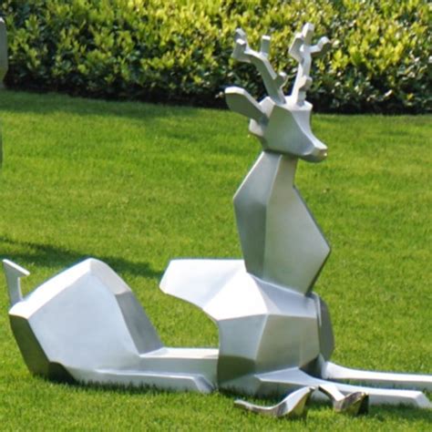 不锈钢动物鹿景观广场校园雕塑_不锈钢雕塑 - 巧工坊雕塑工厂