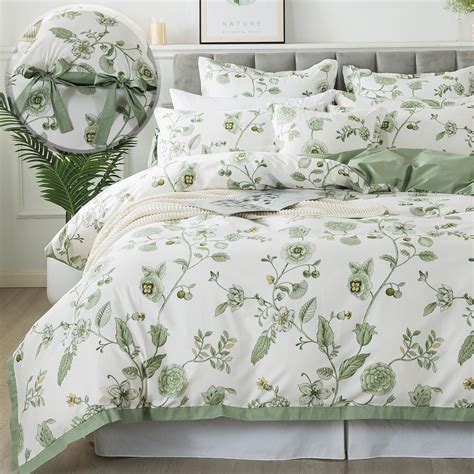 Amazon.com: FADFAY Green Duvet Cover Set King/Cal King Floral Bedding ...