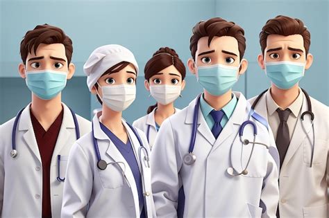 Doctors characters design doctors characters in white medical face mask ...