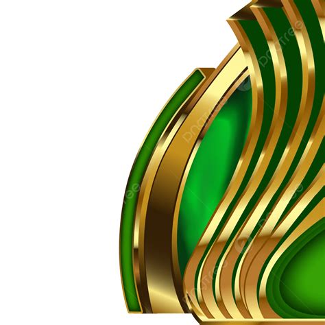 Islamic Green And Gold Wave Vector, Islamic Green Ornament, Gold Vector ...