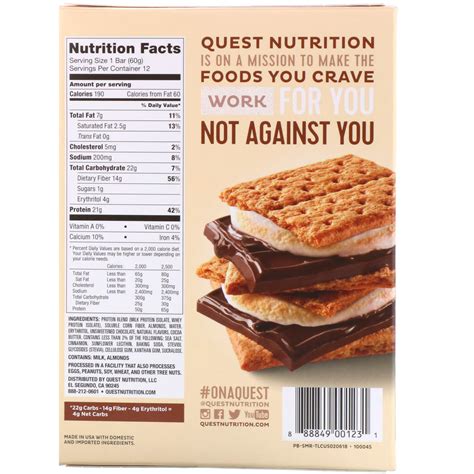 S Mores Quest Bar Nutrition Facts | Besto Blog