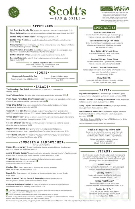 Menu for Scott's Bar & Grill in Edmonds, WA | Sirved