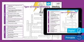 Gr 4 NS/Tech: Energy and Energy Transfer Word Search