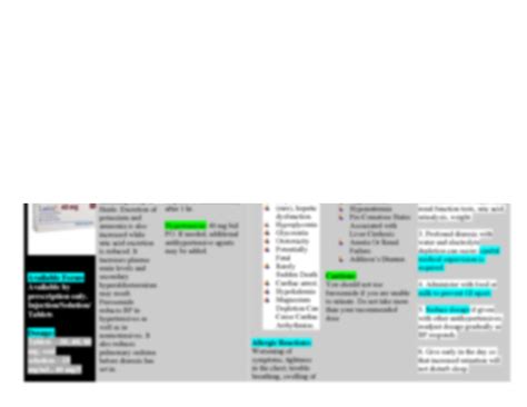 SOLUTION: Furosemide drug study for nursing students - Studypool