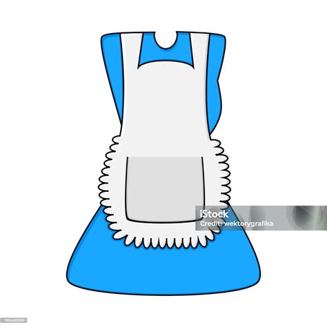 Cartoon Blaues Kleid Mit Schürze Isoliert Auf Weißem Hintergrund Stock Vektor Art und mehr ...