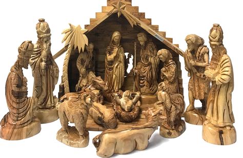 Holy Land Market Extra Large Olive Wood Nativity Set - Hand-Carved (15 ...