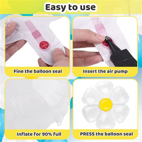 Buy 10 Pieces Daisy Balloons, 28 Inch Huge Flower Balloon, White Daisy ...