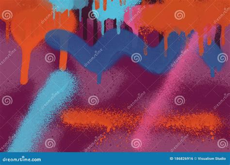 Purple and Light Blue Spray Paint Banner and Lines and Drips Ink ...