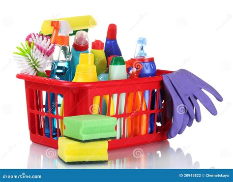Full Box of Cleaning Supplies Stock Photo - Image of brush, disinfect ...
