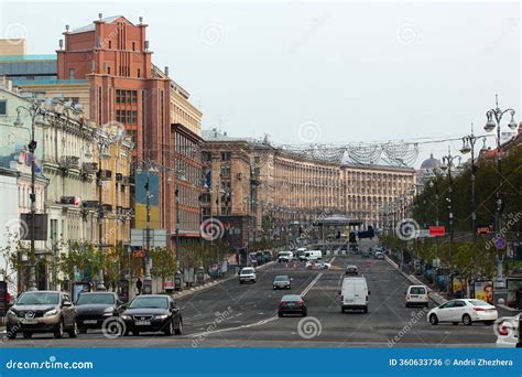 Kyiv, Ukraine - April 22, 2017: View of Khreshchatyk, the Main Street of Kyiv, the Capital City ...