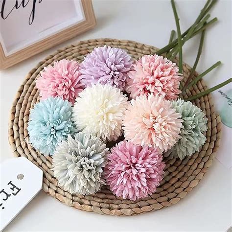 Buy SATYAM KRAFT 5 Pcs Artificial Chrysanthemum Ball Flowers Fabric ...