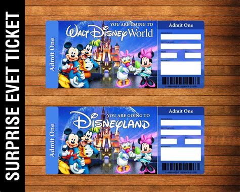 Printable Theme Park Surprise Reveal Ticket Editable Gift - Etsy | Carte disneyland, Cartes ...