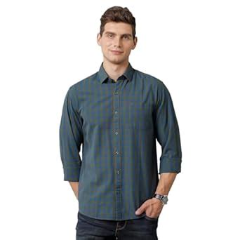 Cavallo by Linen Club Men's Cotton Linen Blue Checked Slim Fit Full ...