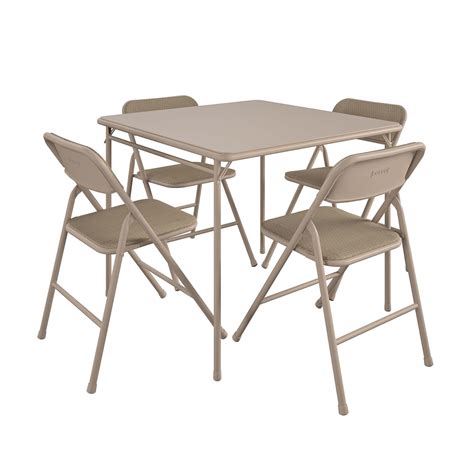 COSCO 5-Piece Folding Dining Set with Card Table and 4 Fabric Padded ...