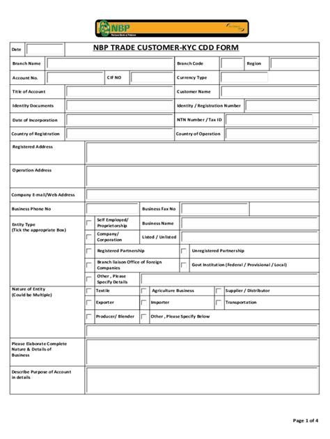 PK NBP Trade Customer-KYC CDD Form - Fill Online, Printable, Fillable ...