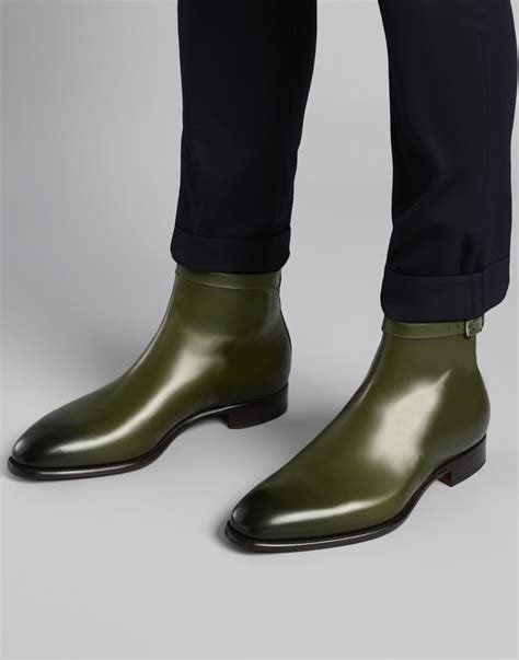 Green Leather Cracio Slip On Jodhpur Boots – Costoso Italiano