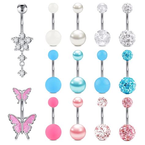 Belly Button Ring Surgical Steel Belly Rings for Women Gold Navel Rings ...