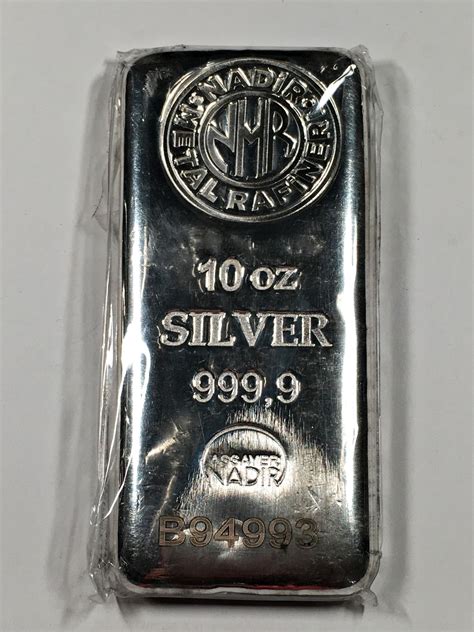 10oz 999 Fine Silver Bar Nadir Hand Poured Look Serial B94993 ...