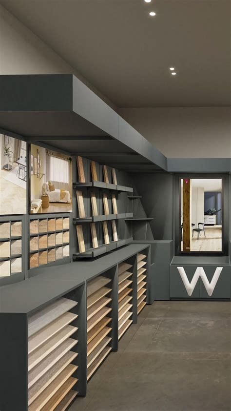 Sliding tile stand rack for sample display | Tile showroom, Showroom ...