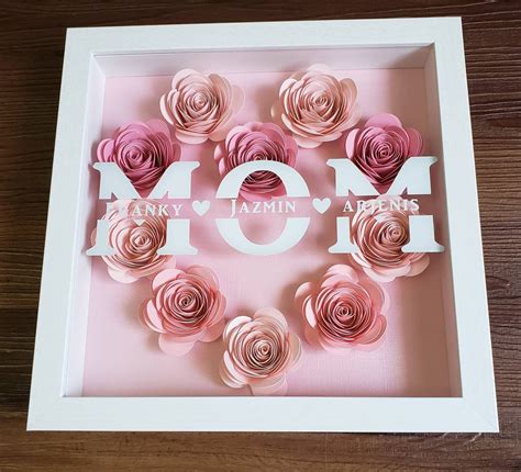 BEST SELLER: Personalized Mother's Flower Shadow Box, Gift Wrap Option ...