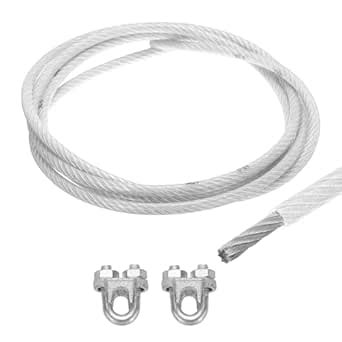 MECCANIXITY 10mm (3/8 inch) Clear Vinyl Coated Wire Rope, 3meter /10ft ...