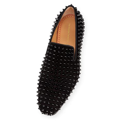 Black Silk Velvet Spiked Slip-on Loafer for Men | The Royale Peacock
