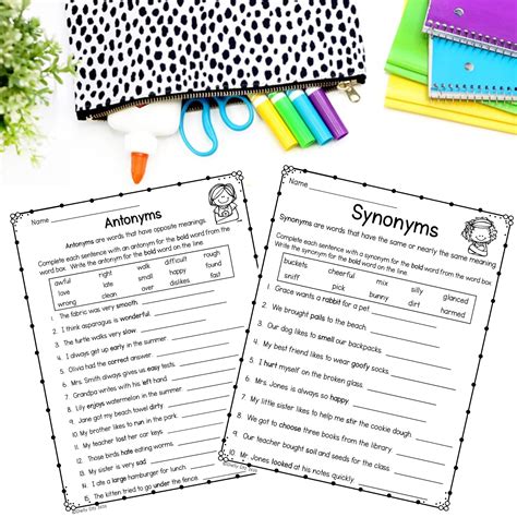 Unlocking the Power of Language with Antonym and Synonym Worksheets ...