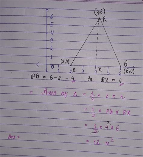 Find the area of triangle formed by p(2,0)q(6,0)and r(4,6) - Brainly.in
