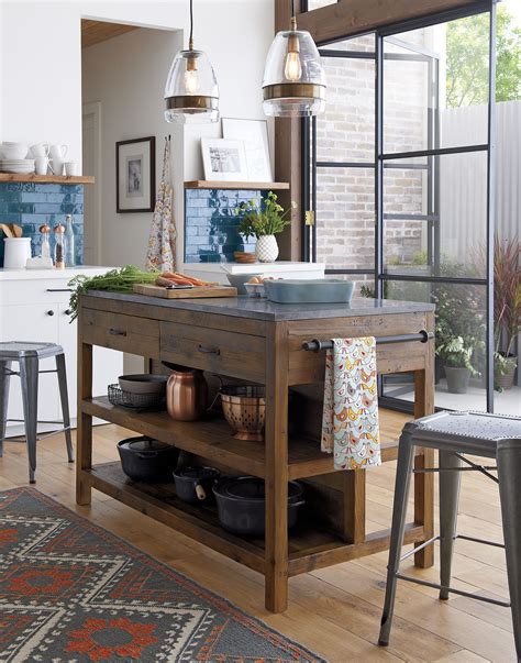 Bluestone Kitchen Island with Reclaimed Pine and Lustrous Slab