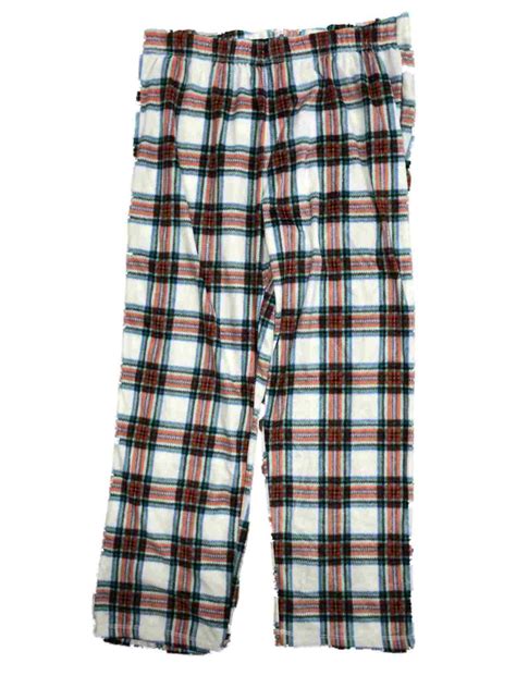 Women's White Fleece, Red & Green Plaid, Christmas Lounge Sleep Pants ...