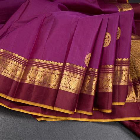 Magenta Silk Saree With Animal Motif On The Body And Zari With Thread ...