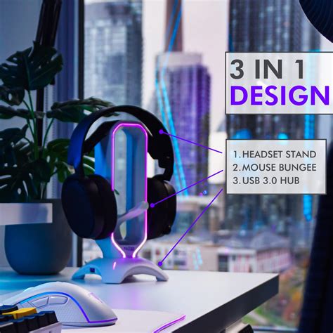 Buy Tilted Nation RGB Headset Stand - 3 in 1 Gaming Headphone Stand for ...