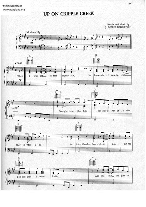 ★ザ・バンド - Up On Cripple Creek ピアノ譜pdf (ザ・バンド)- POPPIANO.ORG 無料PDF楽譜 ...