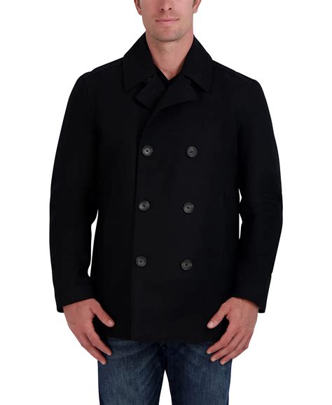 Nautica Men's Classic Double Breasted Peacoat Large Black